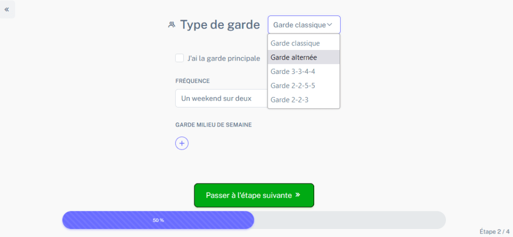 Calendrier garde alternée