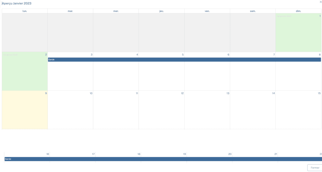 calendrier garde partagée