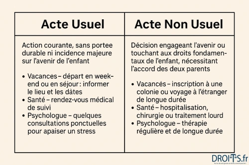 Obligation d’informer l’autre parent tableau